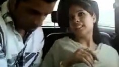 Amateur indian couple in car gets naughty